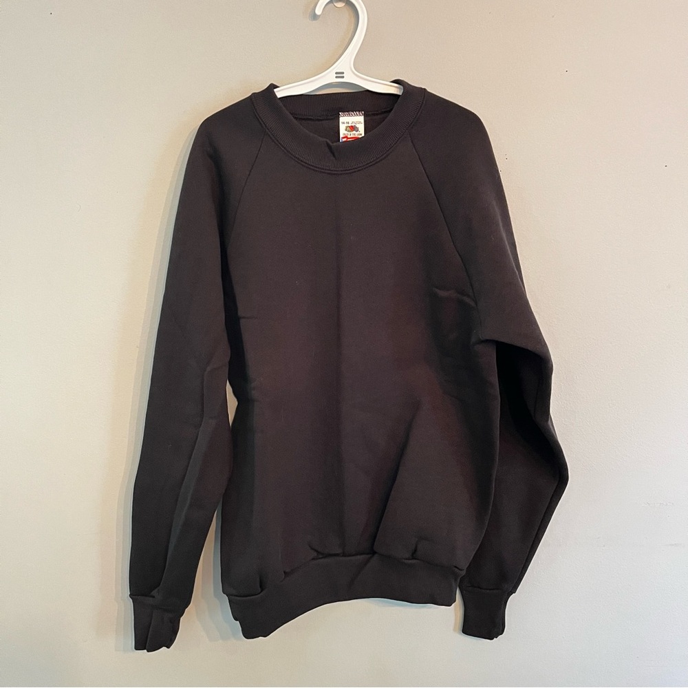 Vtg Fruit Of The Loom Made In USA Blank Black Sweatshirt Child Teen 14-16 NEW